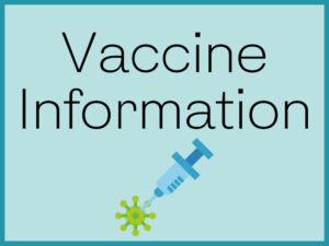 Vaccine Information Button with image of a vaccination syringe